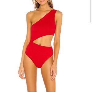 Beach Riot red one piece with cut out